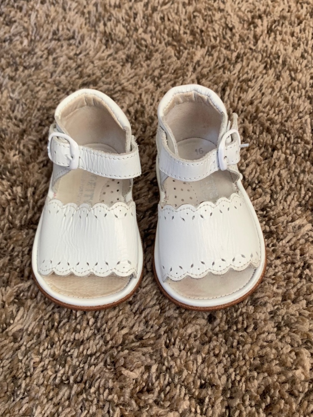 Fofito Baby Girl Leather Sandals 16 or US 1 white Made in Portugal Infant Shoes